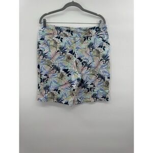 Coral Bay Women 12P Pull On Short Bermuda Tropical Floral Stretch Comfort Pocket